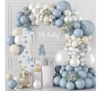 Arco a palloncino blu polveroso e bianco, colore blu ardesia perla bianco avorio, diverse dimensioni 45/30/25/25/12 cm per baby shower, rivelazione di genere, addio al nubilato, matrimoni, feste di