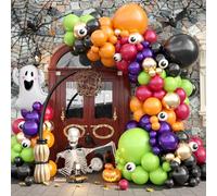 Arco a palloncino di Halloween, palloncini arancioni verdi viola con bulbo oculare palloncini lunghi fantasma palloncino in lamina per classico Halloween fantasma vampiro spettrale casa infestata