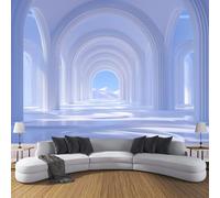 Arco Bianco Carta Da Parati Panoramica 250x175cm, Architettura 3D Parati Seta, Bianco Grandi Murali per Soggiorno Camera Da Letto Studio