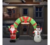 Arco con Babbo Natale Gonfiabile e Pupazzo di Neve LED 223 cm
