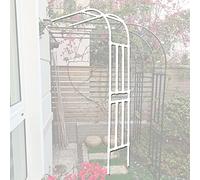 Arco da giardino a metà lato, arco per rose da parete, per l'arrampicata delle piante, pergolato resistente alle intemperie, per prato, cortile, patio (bianco, 3,75 x 2,67 x 0,5 m)