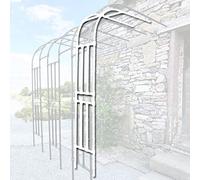 Arco da giardino a metà lato, in metallo, da parete, per rose, pergolato semicircolare, per prato, cortile, patio, piante rampicanti (bianco, 3,25 x 2,67 x 0,5 m)