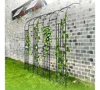 Arco da giardino a metà lato, traliccio in acciaio, robusto pergolato ad arco in metallo per piante rampicanti, cortile, prato, patio, decorazione per matrimoni, 3,9 4,9 5,9 6,5 7,2 2,4 m (larghezza x