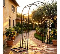 arco da giardino，arco giardino，Durable Easy to Assemble Climbing Plant Construction - Rose Arch Climbing Trellis ，Ideal for Creating a Spectacular Tunnel 180cm-Nero