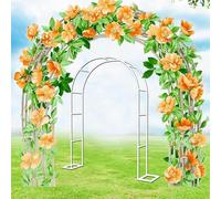 Arco da giardino bianco per esterni, per piante rampicanti e rose, decorazione da cortile, struttura in metallo resistente, 2,4 m di larghezza x 2,2 m di altezza, perfetto per uso interno ed esterno