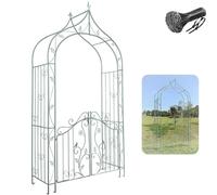 Arco da Giardino con cancello, Traliccio in Metallo, Pergolato per Piante rampicanti, Resistente Arco per Rose Decorazioni Nuziali Feste Nuziali, L143 x A284 x P52 cm(Bean Green)