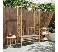 vidaXL Arco da giardino con panca naturale 115 x 50 x 205 cm bambù panchina da giardino mobili moderni per esterni, seduta ecologica in bambù, elegante decorazione per terrazze