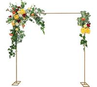 Arco da giardino for matrimoni quadrato regolabile da 3 m con supporto di base, decorazione floreale in metallo bianco for cerimonie all'aperto(Gold,2m))