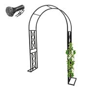 Arco da giardino in acciaio con base grande pergolato per rose nere, per piante rampicanti, prato e patio, facile da montare (L140 x H230 cm)