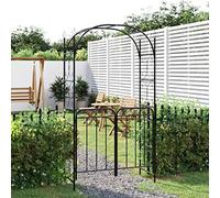 Arco da giardino in acciaio con cancello, nero, 108 x 45 x 235 cm, arco per rose in ferro battuto verniciato a polvere, per piante rampicanti, struttura robusta come ingresso decorativo o passaggio