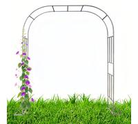 Arco da giardino in acciaio inox da 240 cm, traliccio per esterni per rose rampicanti e rampicanti, arco per cerimonie nuziali, decorazione esterna durevole (2,6 x 2,4 m)