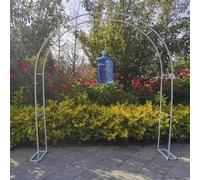 Arco da giardino in acciaio per matrimoni e piante rampicanti, pergolato in metallo con basi, facile da montare, disponibile da 1,2 x 2,2 m a 3,5 x 2,2 m, traliccio decorativo bianco.