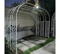 Arco da giardino in ferro 370 cm x 250 cm per rose rampicanti, pergolato per matrimoni all'aperto, traliccio bianco e nero, decorazione da giardino resistente, perfetto per eventi e paesaggi