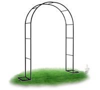 Arco da giardino in metallo, 2,2 m, antiruggine, per piante rampicanti, robusto, resistente alle intemperie, decorazione per interni ed esterni (nero, 1,8 m x 2,2 m x 25 cm)