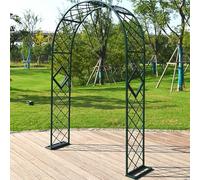 Arco da giardino in metallo, 2,3 m, traliccio per piante rampicanti, in acciaio nero per rose, disponibile in verde, bianco, marrone (1,4 x 2,3 m)