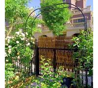 Arco da giardino in metallo, 220 cm x 250 cm, ferro forgiato, arco per matrimoni all'aperto, supporto per rose rampicanti, decorazione bianca e nera per giardini, design durevole ed elegante