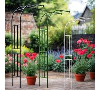 Arco da giardino in metallo, a metà lato, per matrimonio, supporto per piante rampicanti, perfetto per prato, cortile ed eventi (colore: nero, larghezza 300 x altezza 240 cm)