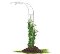 Arco da giardino in metallo a mezzo lato per esterni, a parete, per piante rampicanti, robusto, decorazione da parete, pergola, arco, rose, viti, uva, altezza 2,4 m, nero (bianco W 180 C