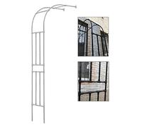 Arco da giardino in metallo a mezzo lato per rose 60 x 240 cm e 90 x 240 cm, supporto per piante rampicanti, telaio in ferro per decorazione esterna (120 x 240 cm)