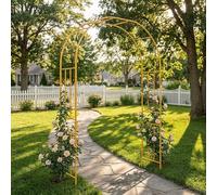 Arco da Giardino in Metallo ad Alto Spessore 19mm, Traliccio Robusto per Piante Rampicanti con Basi Stabili, Pergolato Zincato e Verniciato, Alta Resistenza(Yellow,240x240cm)