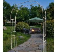 Arco da Giardino in Metallo ad Alto Spessore 19mm, Traliccio Robusto per Piante Rampicanti con Basi Stabili, Pergolato Zincato e Verniciato, Alta Resistenza(White,220x240cm)