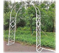 Arco da giardino in metallo con arco per rose e traliccio zincato, archi extra larghi, per piante rampicanti, bianco, 2,6 x 2,3 m