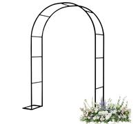 Arco da giardino in metallo con base, traliccio per pergola da esterno, per piante rampicanti, decorazione per matrimoni, facile da montare, per interni ed esterni (colore nero, altezza 250 x