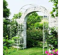 Arco da giardino in metallo da 3,2 m, robusto, pergolato, supporto for piante rampicanti, pergolato decorativo for patio(White,L300xH240xW40CM)