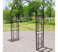 Arco da giardino in metallo, larghezza 140-340 cm, resistente alle intemperie, supporto per piante rampicanti e decorazioni per matrimoni, marrone, 260 x 230 x 40 cm, per uso interno ed esterno