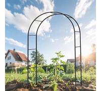Arco da giardino in metallo nero, arco per rose da esterno, per piante rampicanti, decorazioni per matrimoni e feste, altezza regolabile (80-200 cm), elegante elemento da giardino