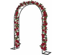 Arco da giardino in metallo nero per pergola da esterno - 2,0 m, 2,2 m, 2,3 m, arco nuziale per piante rampicanti, rose, traliccio, elegante accento da giardino, espositore floreale verde e bianco