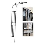Arco da giardino in metallo nero per piante rampicanti, design a metà lato, 60 x 240 cm, supporto in ferro per rose, decorazione da giardino all'aperto
