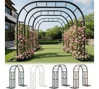 Arco da giardino in metallo, per doppia passerella, 1,8 m, 2,6 m, 3 m, 3,4 m, larghezza 3,4 m, arco in ferro robusto per rose rampicanti, decorazione per l'ingresso del giardino (nero, 1,8 x 2,3 m)