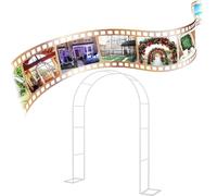 Arco da giardino in metallo per esterni, resistente alle intemperie, per matrimonio, pergolato per rose e piante rampicanti, tubo zincato da 19 mm (bianco, 1,8 m x 2,2 m x 25 cm)