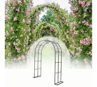 Arco da giardino in metallo per matrimoni, resistente, per piante rampicanti, traliccio per rose, grandi dimensioni 80/120/140/180/200/240/280/300/350 cm, finitura nera 80 x 200 cm