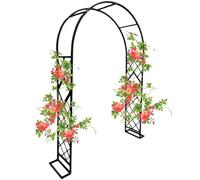Arco da giardino in metallo per piante rampicanti, 140 x 340 cm, graticcio da esterno, per matrimoni, supporto per piante verdi, grande pergolato decorativo per decorazione giardino ed eventi