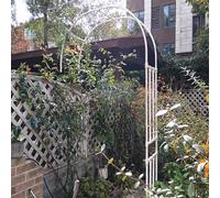 Arco da giardino in metallo per piante rampicanti, facile da montare, per interni ed esterni, traliccio bianco, 150 x 240 cm, perfetto come decorazione da giardino e supporto per la vite.
