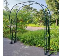 Arco da giardino in metallo per piante rampicanti, pergolato grande 220 cm, per rose, arco per matrimonio, struttura in acciaio robusto, finitura verde, perfetto per decorazioni esterne ed eventi in