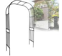 Arco da giardino in metallo per piante rampicanti, resistente alle intemperie, decorativo, in metallo, disponibile in 180 x 240 cm, 220 x 240 cm, 280 x 240 cm, nero (210 cm L x 240 cm A)
