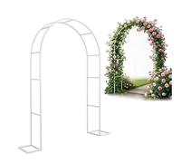 Arco da Giardino in Metallo per Piante Rampicanti, Supporto in Ferro con Base per Rose 120 140 180 200 240 280cm Arco di Nozze per Prato Inglese, Decorazione Cerimonia All'Aperto(White,W280xH220cm)