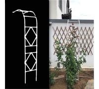 Arco da giardino in metallo per piante rampicanti, traliccio ad arco per rose per interni ed esterni, supporto pergolato a metà lato, bianco, 0,6 m, elegante decorazione da giardino e supporto per