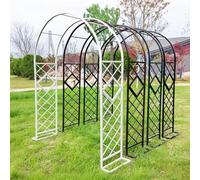 Arco da giardino in metallo per piante rampicanti, traliccio di supporto per rose, pergolato da esterno per fiori, misura regolabile 180 cm x 270 cm, nero, ideale per giardini e patii