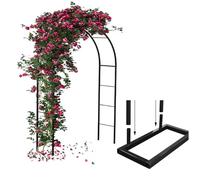 Arco da giardino in metallo per rose, 100 - 200 cm, con base di supporto per piante rampicanti, pergolato decorativo per prato ed eventi di festa, design Antirouille