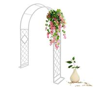 Arco da giardino in metallo per rose rampicanti, regolabile, 140340 cm, graticcio per decorazioni esterne, perfetto per matrimoni ed eventi (bianco, 240 cm altezza 240 cm larghezza)