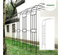 Arco da giardino in metallo per rose rampicanti, supporto per traliccio nero per viti e piante, facile da montare, decorazione da giardino per esterni, design a metà arco per pareti da giardino