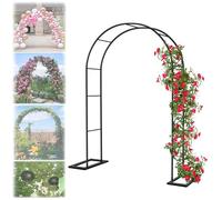 Arco da giardino in metallo, pergola per piante rampicanti, traliccio decorativo per matrimoni, compleanni, decorazione per prato, 140 x 230 cm, colore nero, elegante supporto per piante