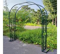 Arco da giardino in metallo resistente, 200 x 250 cm, verde, traliccio per piante rampicanti, pergolato per matrimoni all'aperto, con base di supporto decorativo per giardino paesaggistico