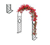 Arco da giardino in metallo resistente alle intemperie, autoportante, supporto per piante rampicanti, elegante pergolato da matrimonio, facile da montare, per giardini e celebrazioni all'aperto (nero
