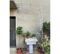Arco da giardino in metallo resistente alle intemperie per piante rampicanti, altezza 2,4 m, pergolato, supporto per rose, montaggio a parete, finitura bianca, 60 x 240 cm