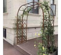 Arco da giardino in metallo resistente, traliccio in ferro nero per piante rampicanti, antiruggine, pergolato da esterno largo 1,8 m x 2,4 m, elegante finitura bronzo.